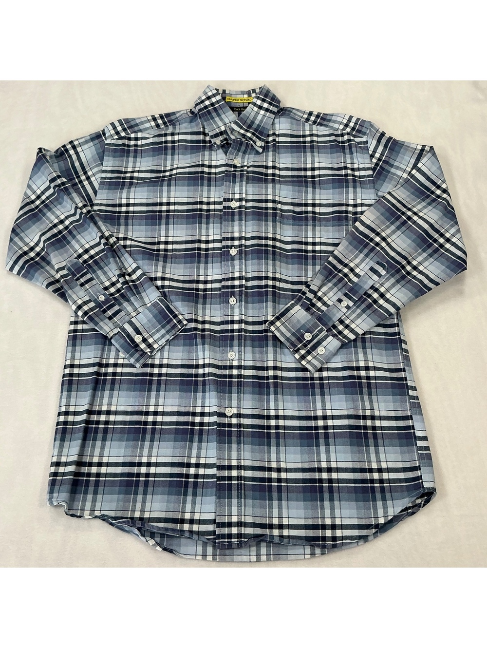 Duck Head Classic Oxford Blue Plaid Button-Up Shirt - Small 100% cotton